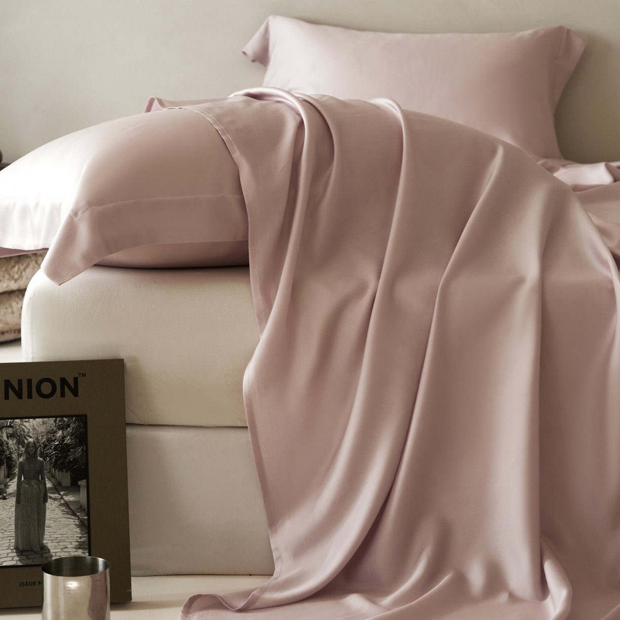 91家纺网 家纺一手货源 找家纺 简纯主义 2026新款100S超细旦进口兰精天丝单床单床单单件 柔霜粉