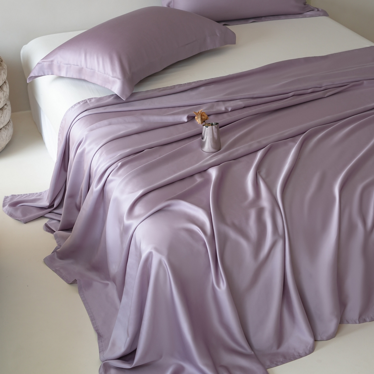 91家纺网 家纺一手货源 找家纺 简纯主义 2026新款100S超细旦进口兰精天丝单床单床单单件 雾灰紫