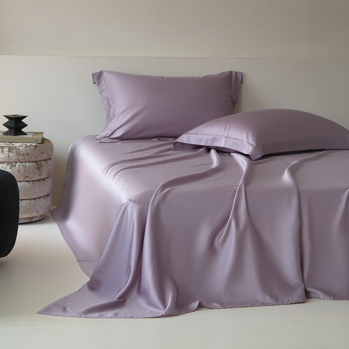 91家纺网 家纺一手货源 找家纺 简纯主义 2026新款100S超细旦进口兰精天丝单床单床单单件 雾灰紫