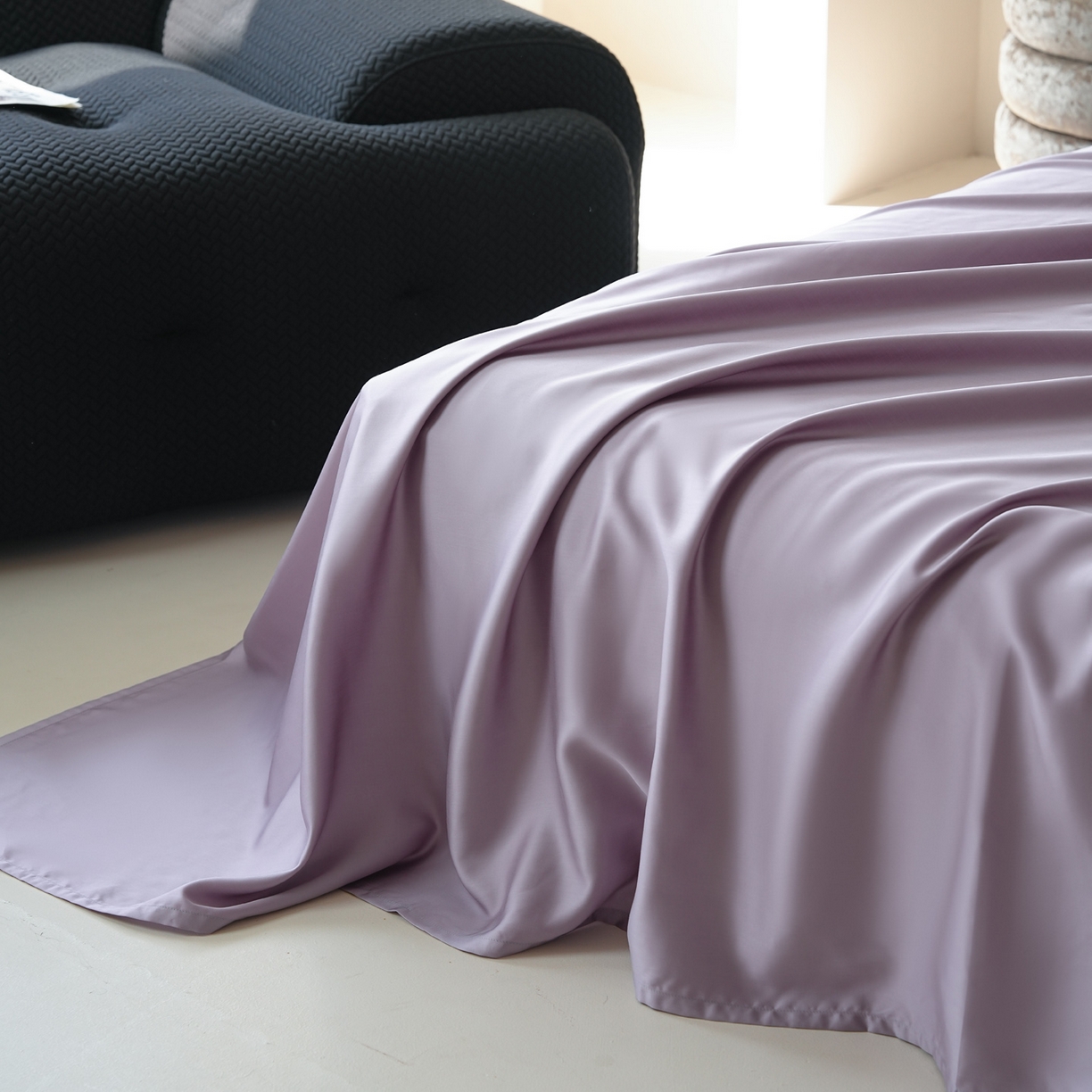 91家纺网 家纺一手货源 找家纺 简纯主义 2026新款100S超细旦进口兰精天丝单床单床单单件 雾灰紫