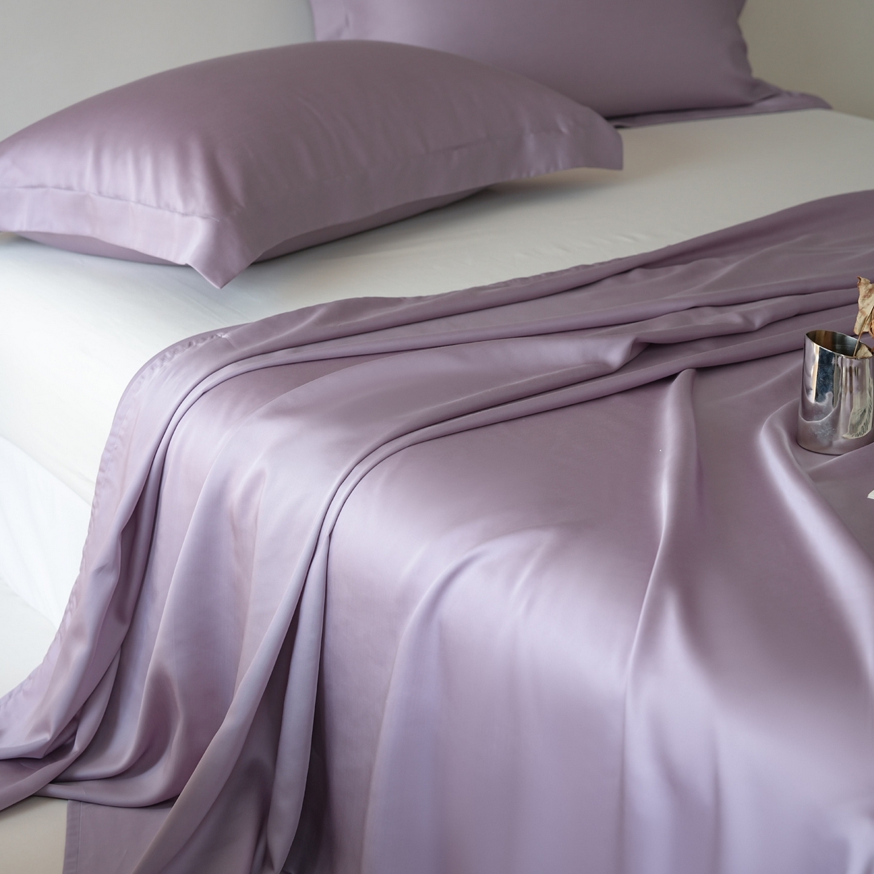 91家纺网 家纺一手货源 找家纺 简纯主义 2026新款100S超细旦进口兰精天丝单床单床单单件 雾灰紫