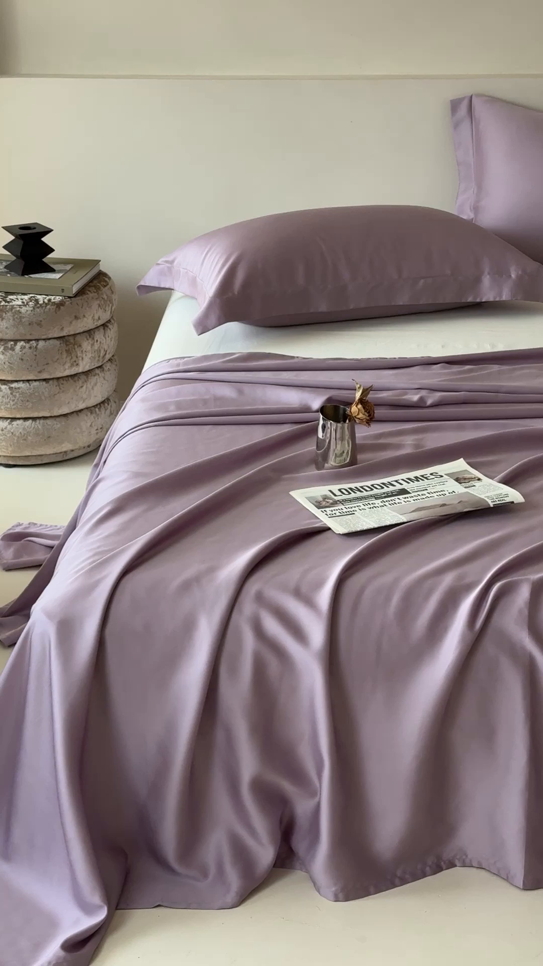 91家纺网 家纺一手货源 找家纺 简纯主义 2026新款100S超细旦进口兰精天丝单床单床单单件 雾灰紫