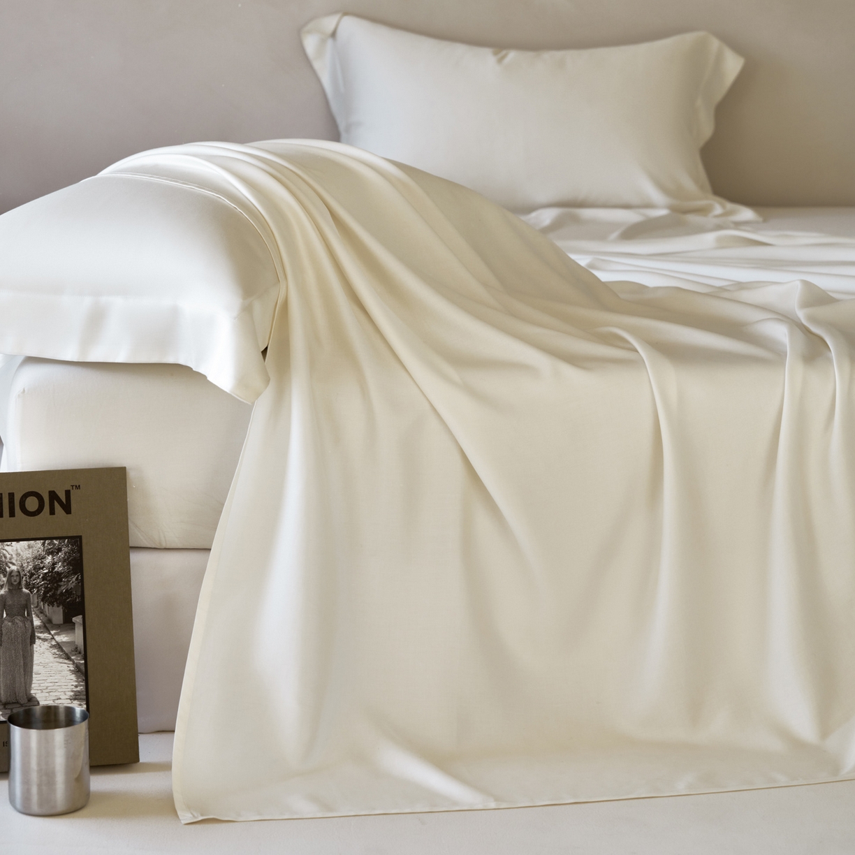 91家纺网 家纺一手货源 找家纺 简纯主义 2026新款100S超细旦进口兰精天丝单床单床单单件 杏仁白