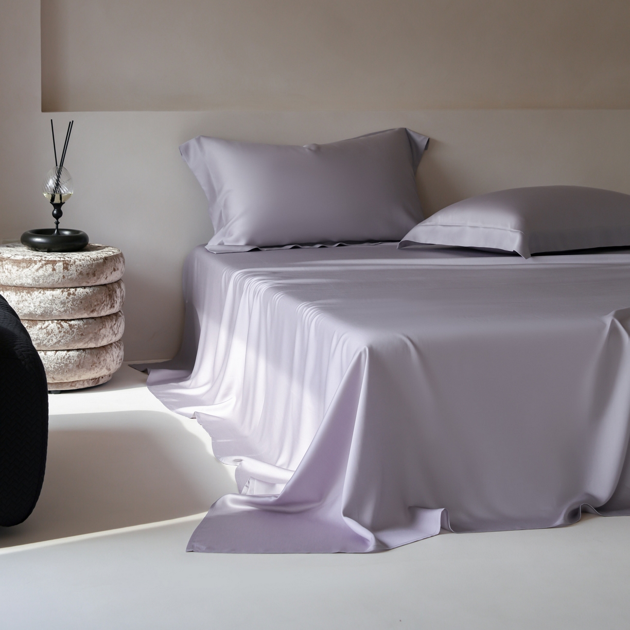 91家纺网 家纺一手货源 找家纺 简纯主义 2026新款100S超细旦进口兰精天丝单床单床单单件 紫砂灰