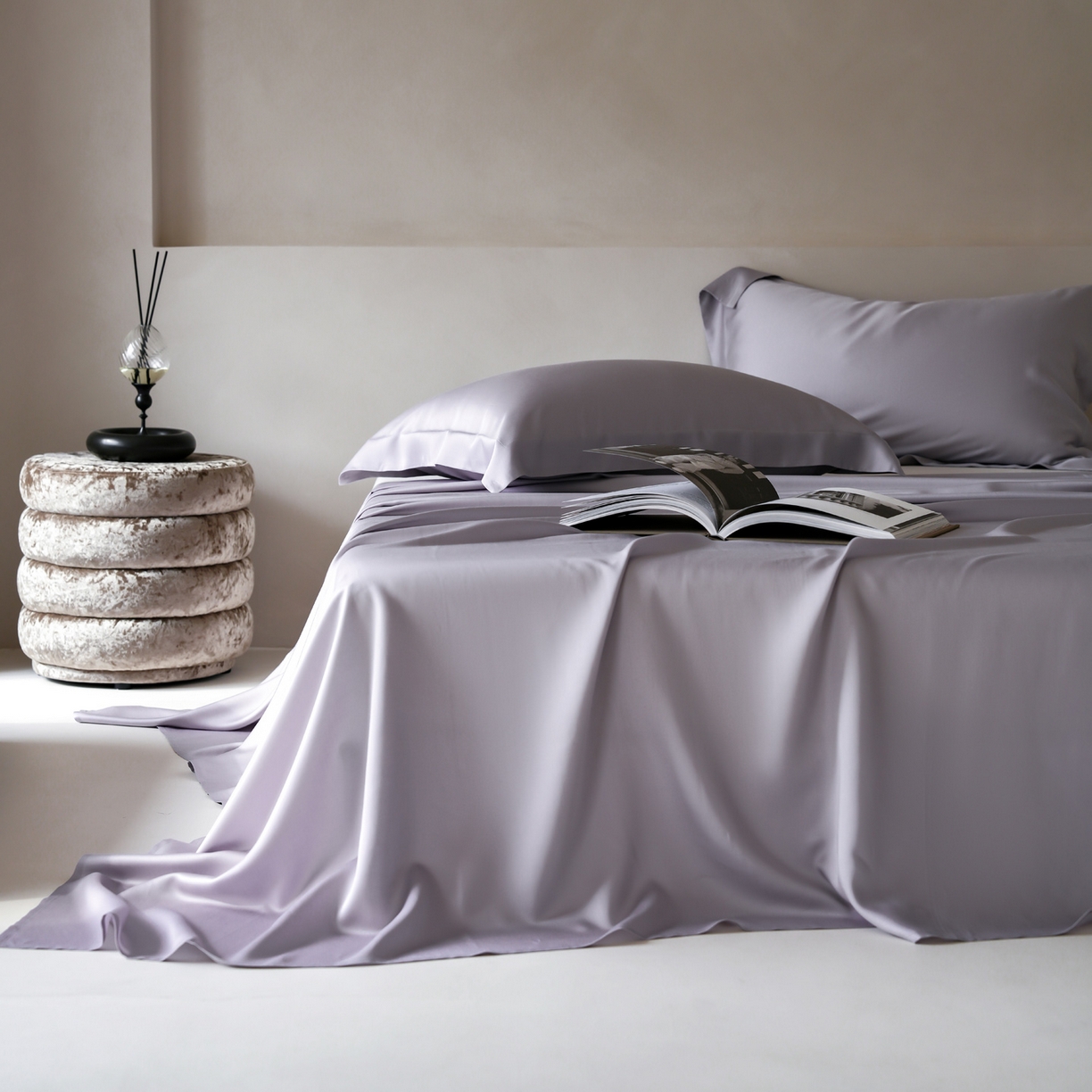 91家纺网 家纺一手货源 找家纺 简纯主义 2026新款100S超细旦进口兰精天丝单床单床单单件 紫砂灰