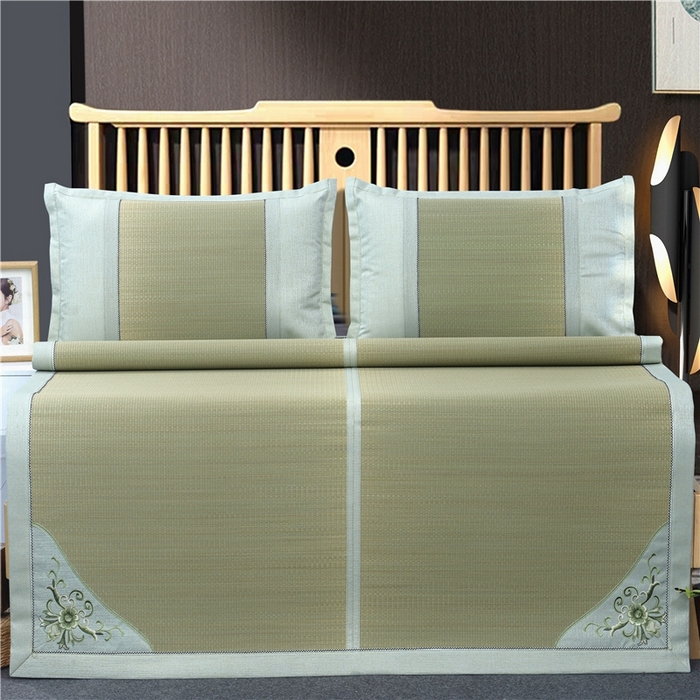 91家纺网 家纺一手货源 找家纺 yyds网供 2026新款纯天然蔺草席兰草席植物草席100%凉席空调席复古新中式老式凉席 国风-贴绣