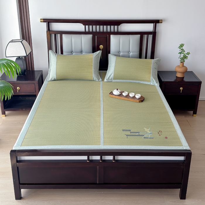 91家纺网 家纺一手货源 找家纺 yyds网供 2026新款纯天然蔺草席兰草席植物草席100%凉席空调席复古新中式老式凉席 兰香-刺绣