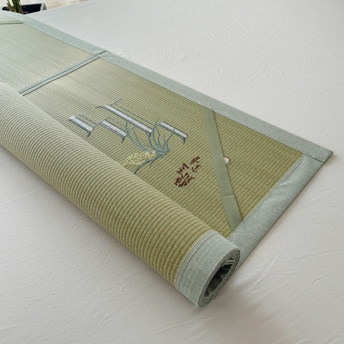 91家纺网 家纺一手货源 找家纺 yyds网供 2026新款纯天然蔺草席兰草席植物草席100%凉席空调席复古新中式老式凉席 兰香-刺绣