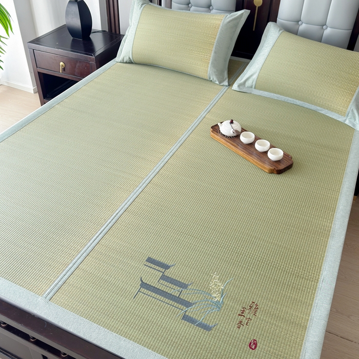 91家纺网 家纺一手货源 找家纺 yyds网供 2026新款纯天然蔺草席兰草席植物草席100%凉席空调席复古新中式老式凉席 兰香-刺绣