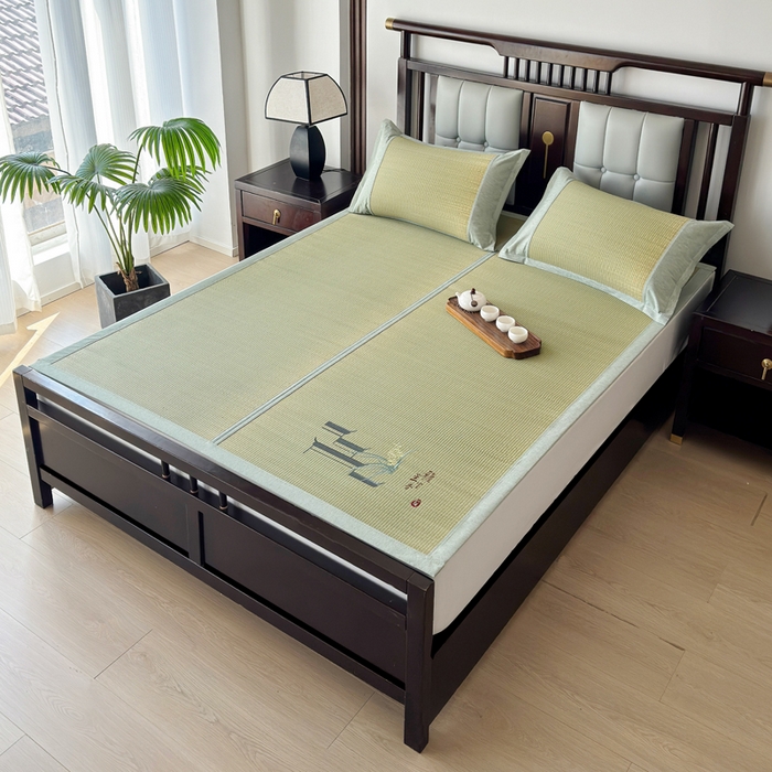 91家纺网 家纺一手货源 找家纺 yyds网供 2026新款纯天然蔺草席兰草席植物草席100%凉席空调席复古新中式老式凉席 兰香-刺绣