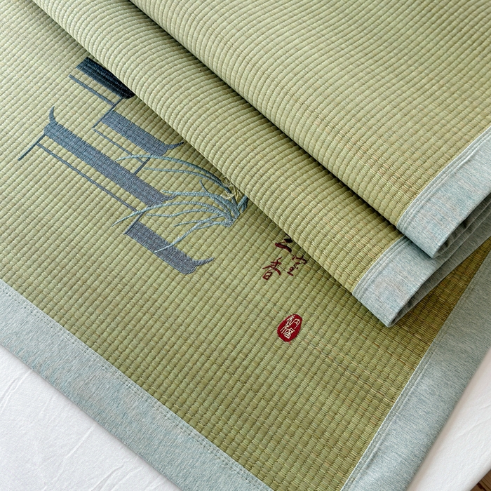 91家纺网 家纺一手货源 找家纺 yyds网供 2026新款纯天然蔺草席兰草席植物草席100%凉席空调席复古新中式老式凉席 兰香-刺绣