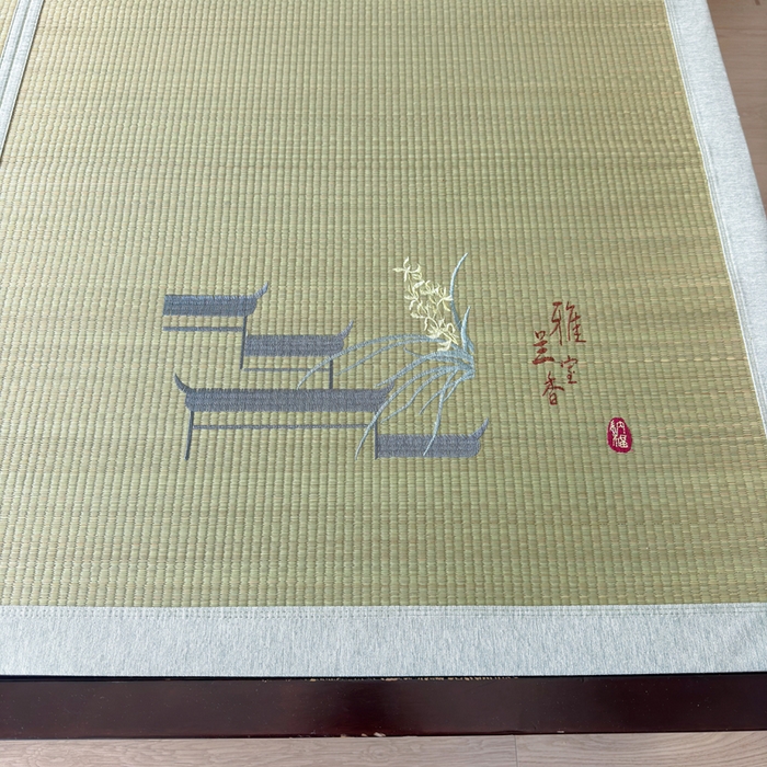 91家纺网 家纺一手货源 找家纺 yyds网供 2026新款纯天然蔺草席兰草席植物草席100%凉席空调席复古新中式老式凉席 兰香-刺绣