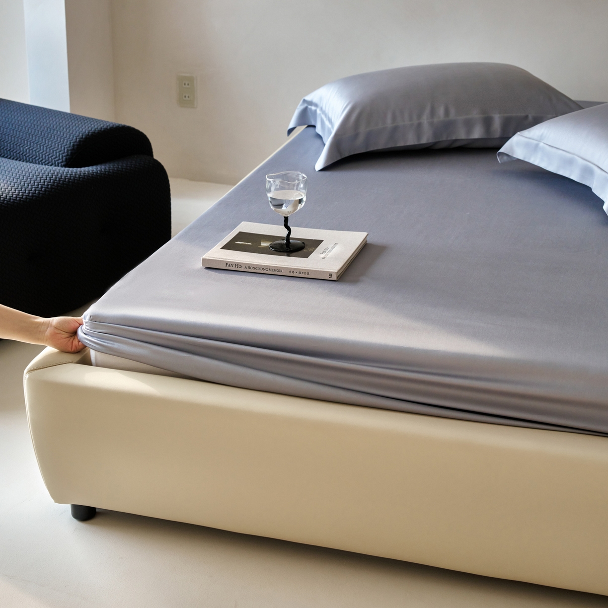 91家纺网 家纺一手货源 找家纺 简纯主义 2026新款100S超细旦进口兰精天丝单床笠床笠单件 暮蓝