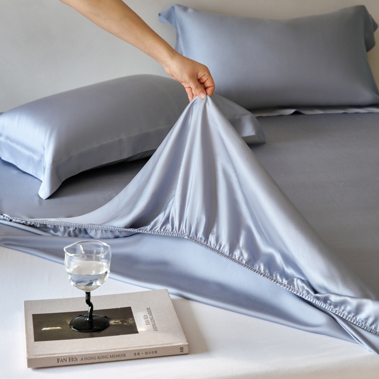 91家纺网 家纺一手货源 找家纺 简纯主义 2026新款100S超细旦进口兰精天丝单床笠床笠单件 暮蓝