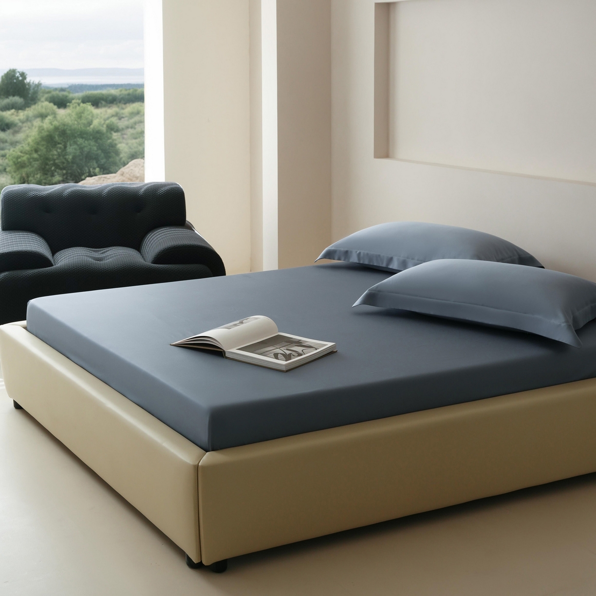 91家纺网 家纺一手货源 找家纺 简纯主义 2026新款100S超细旦进口兰精天丝单床笠床笠单件 太妃灰