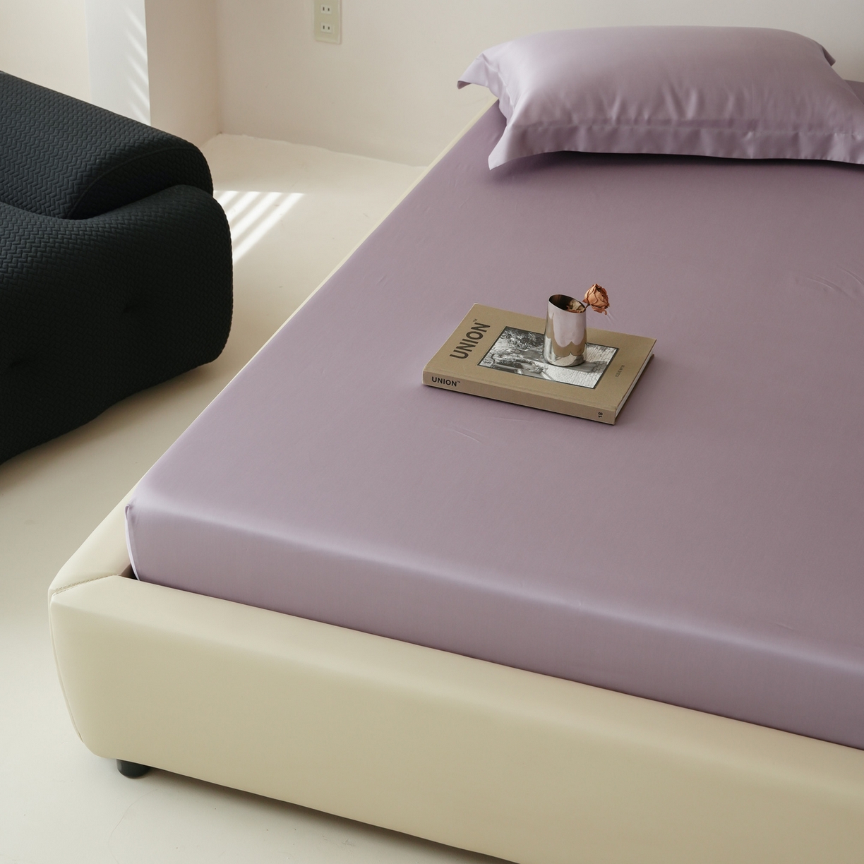 91家纺网 家纺一手货源 找家纺 简纯主义 2026新款100S超细旦进口兰精天丝单床笠床笠单件 雾灰紫