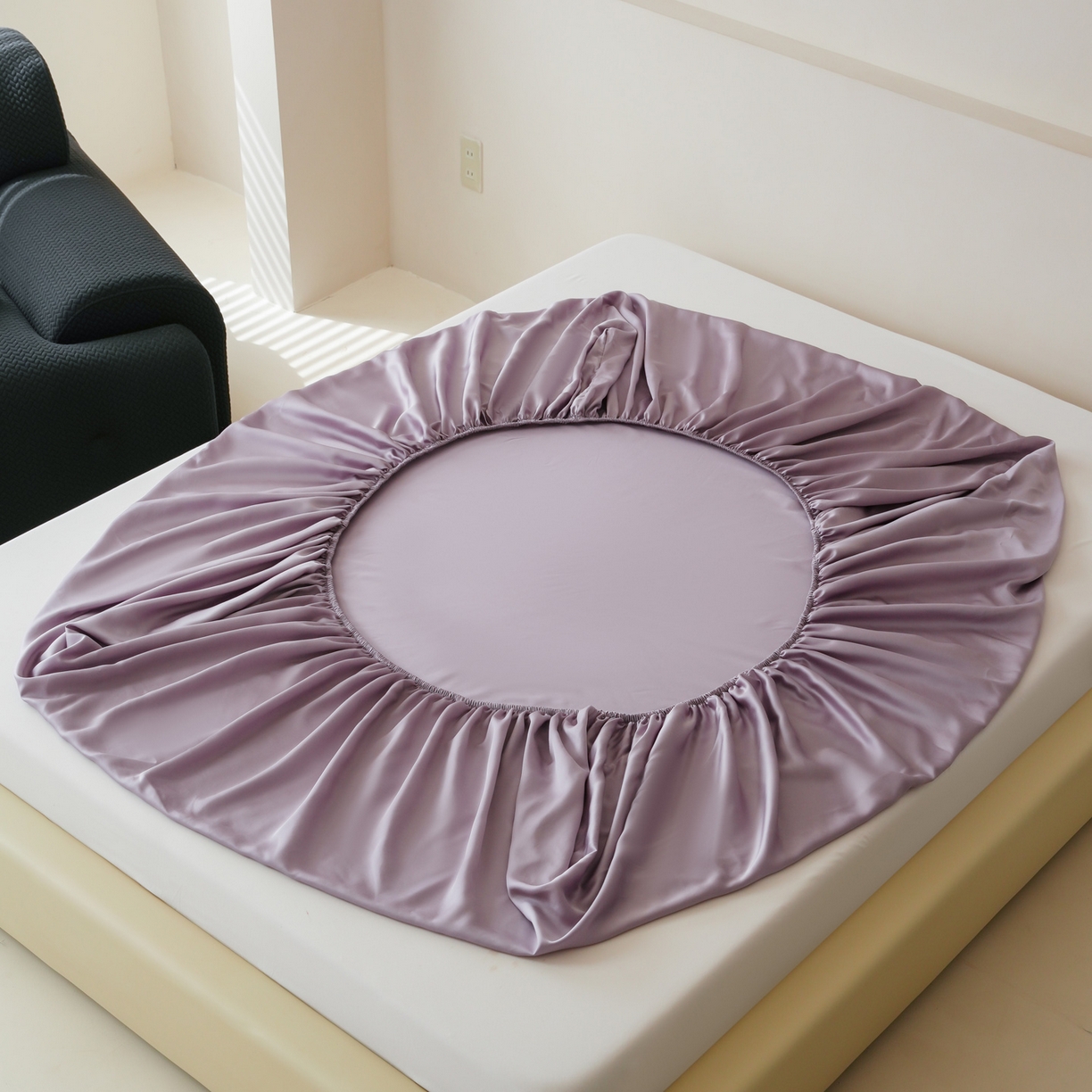 91家纺网 家纺一手货源 找家纺 简纯主义 2026新款100S超细旦进口兰精天丝单床笠床笠单件 雾灰紫