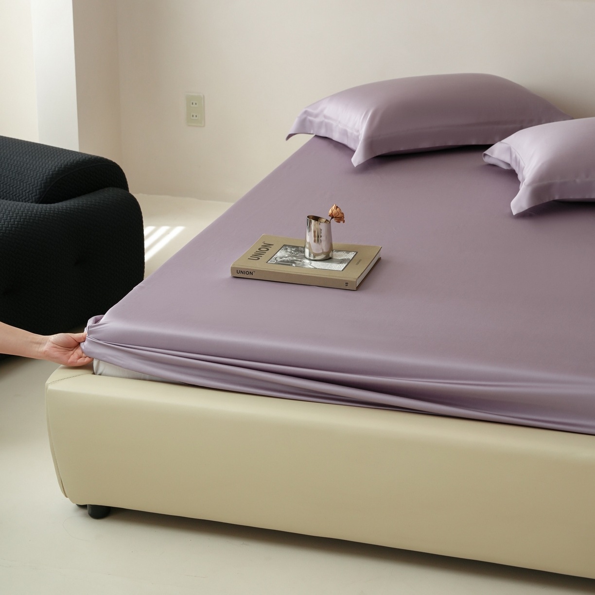 91家纺网 家纺一手货源 找家纺 简纯主义 2026新款100S超细旦进口兰精天丝单床笠床笠单件 雾灰紫