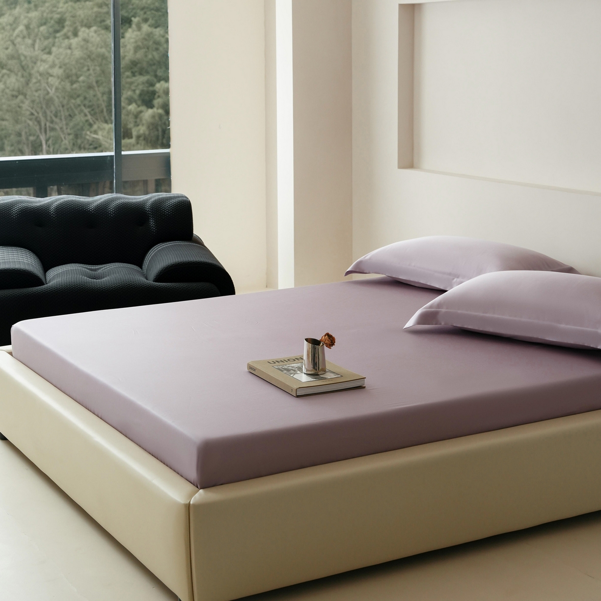 91家纺网 家纺一手货源 找家纺 简纯主义 2026新款100S超细旦进口兰精天丝单床笠床笠单件 雾灰紫