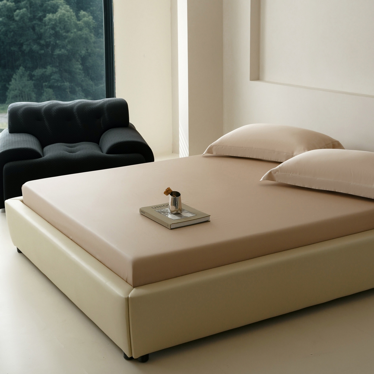 91家纺网 家纺一手货源 找家纺 简纯主义 2026新款100S超细旦进口兰精天丝单床笠床笠单件 新雅棕