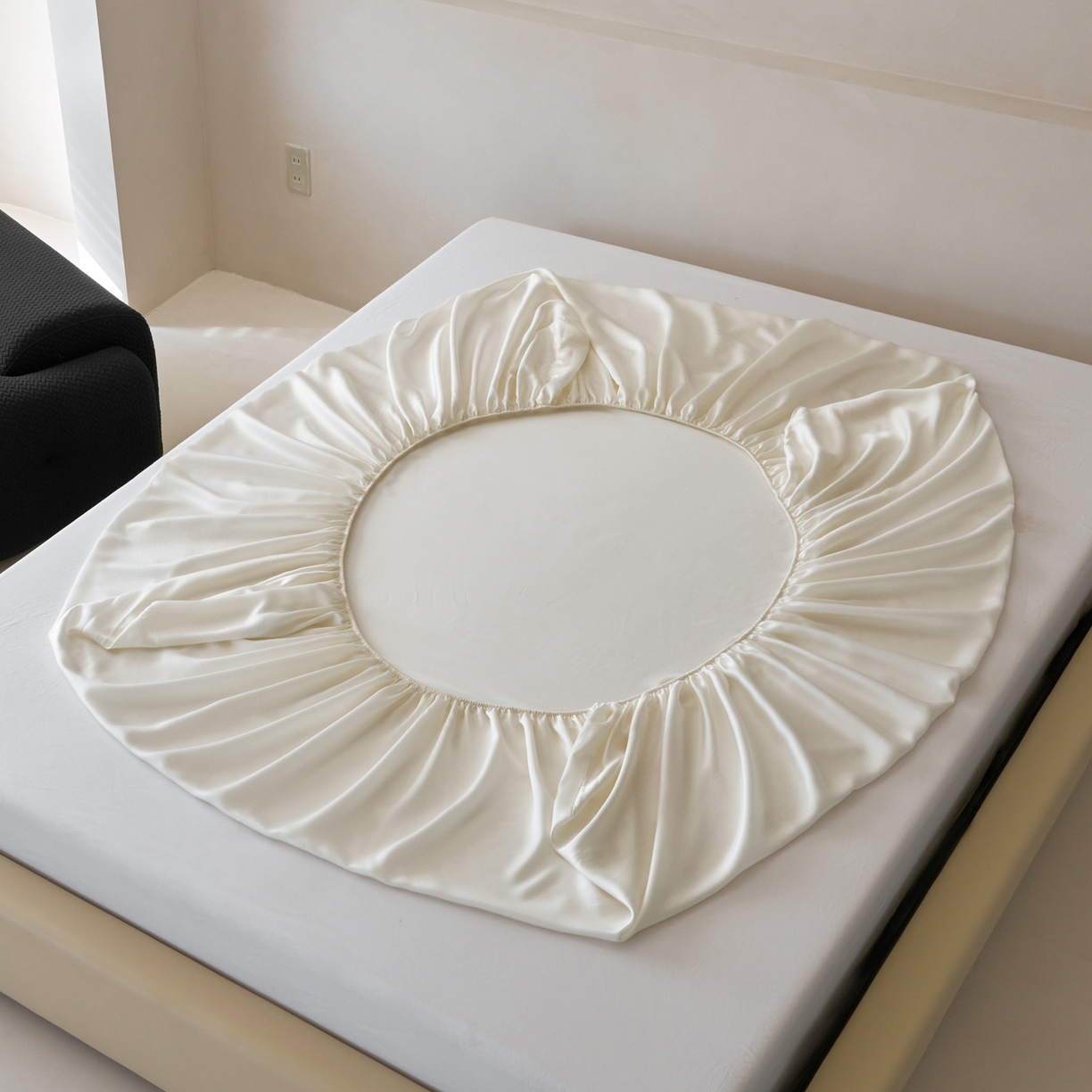 91家纺网 家纺一手货源 找家纺 简纯主义 2026新款100S超细旦进口兰精天丝单床笠床笠单件 杏仁白