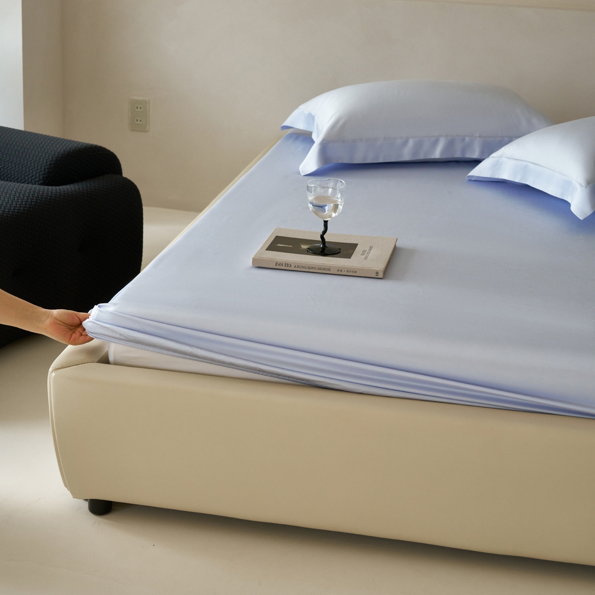 91家纺网 家纺一手货源 找家纺 简纯主义 2026新款100S超细旦进口兰精天丝单床笠床笠单件 云醉了