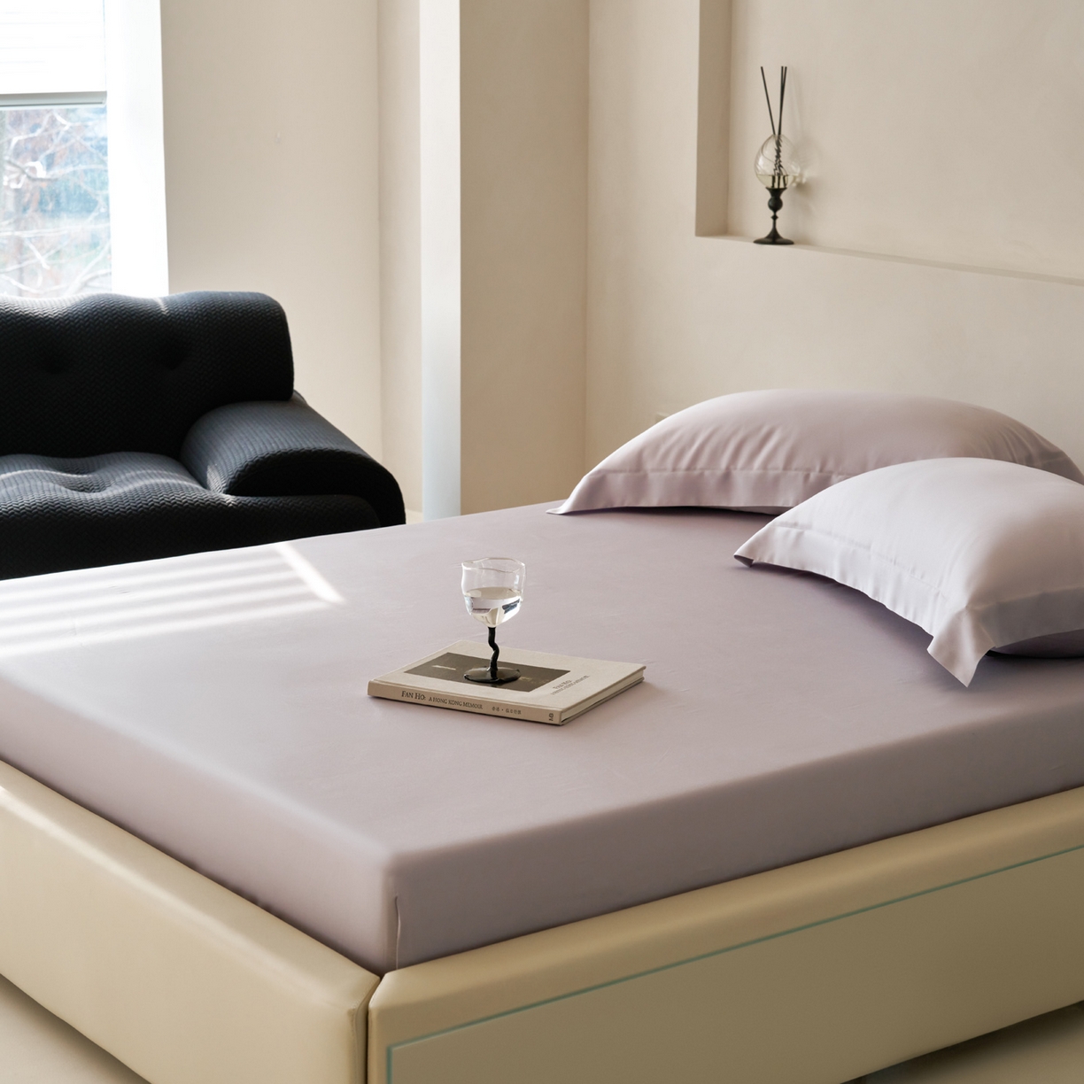 91家纺网 家纺一手货源 找家纺 简纯主义 2026新款100S超细旦进口兰精天丝单床笠床笠单件 紫砂灰