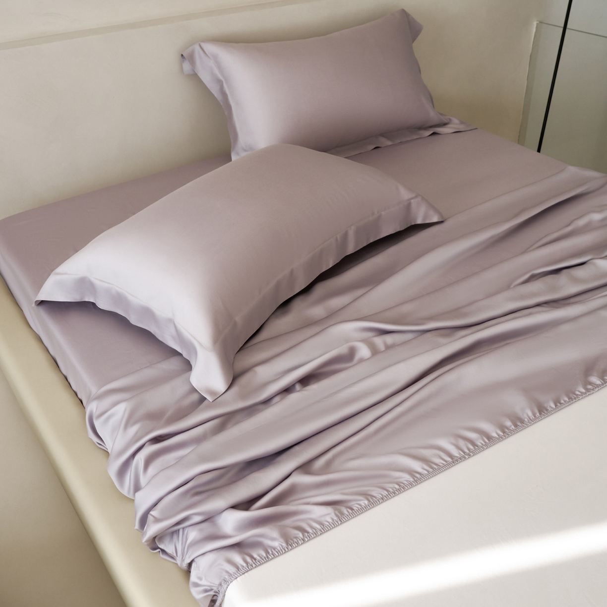 91家纺网 家纺一手货源 找家纺 简纯主义 2026新款100S超细旦进口兰精天丝单床笠床笠单件 紫砂灰