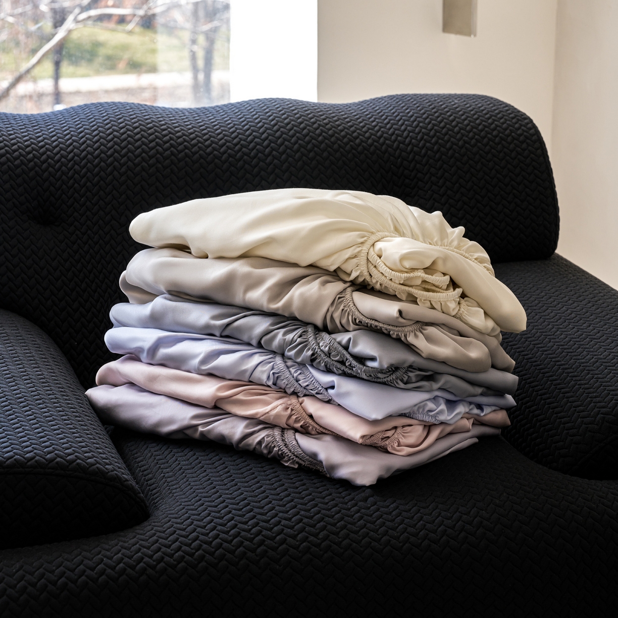 91家纺网 家纺一手货源 找家纺 简纯主义 2026新款100S超细旦进口兰精天丝单床笠床笠单件 组合图仅供展示-不可下单