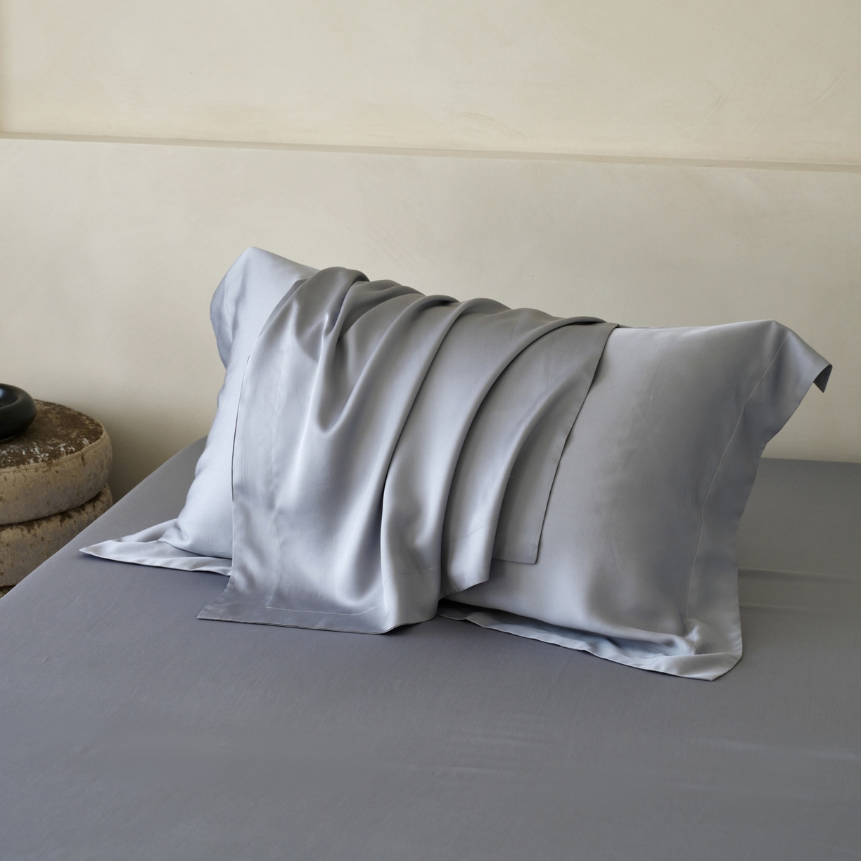 简纯主义 2026新款100S超细旦进口兰精天丝单枕套枕套单件 暮蓝