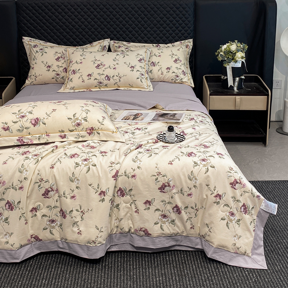 91家纺网 家纺一手货源 找家纺 佳品居 2026新款凉感天丝棉印花系列水洗真丝夏被四件套 安妮