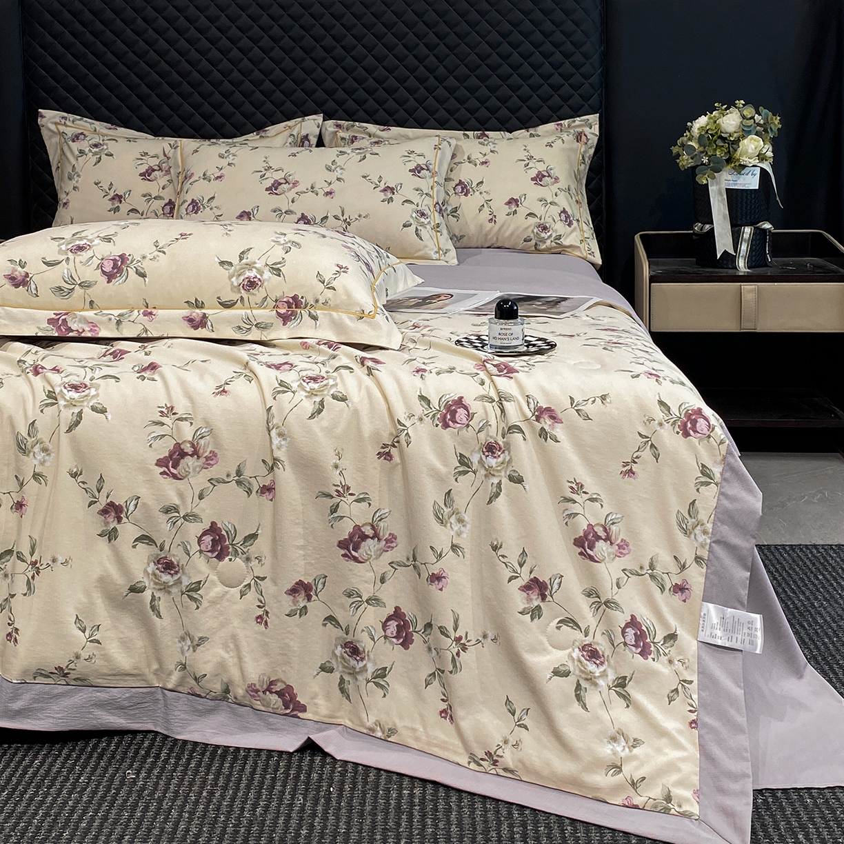 91家纺网 家纺一手货源 找家纺 佳品居 2026新款凉感天丝棉印花系列水洗真丝夏被四件套 安妮