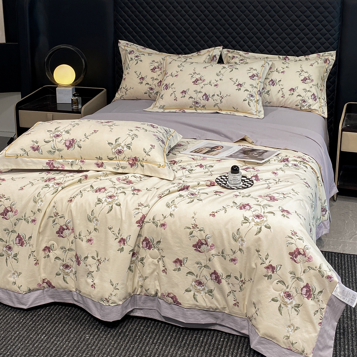 91家纺网 家纺一手货源 找家纺 佳品居 2026新款凉感天丝棉印花系列水洗真丝夏被四件套 安妮