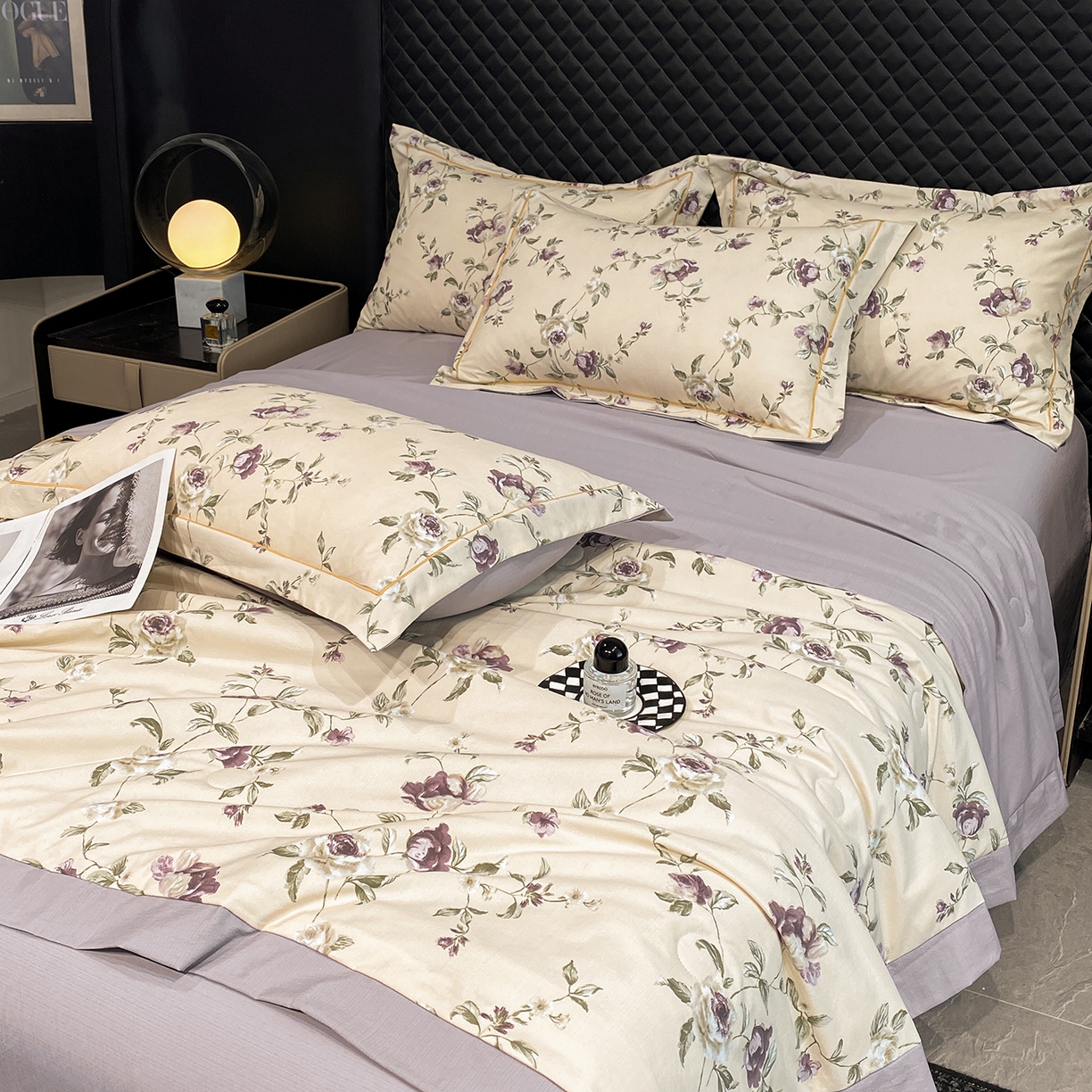 91家纺网 家纺一手货源 找家纺 佳品居 2026新款凉感天丝棉印花系列水洗真丝夏被四件套 安妮