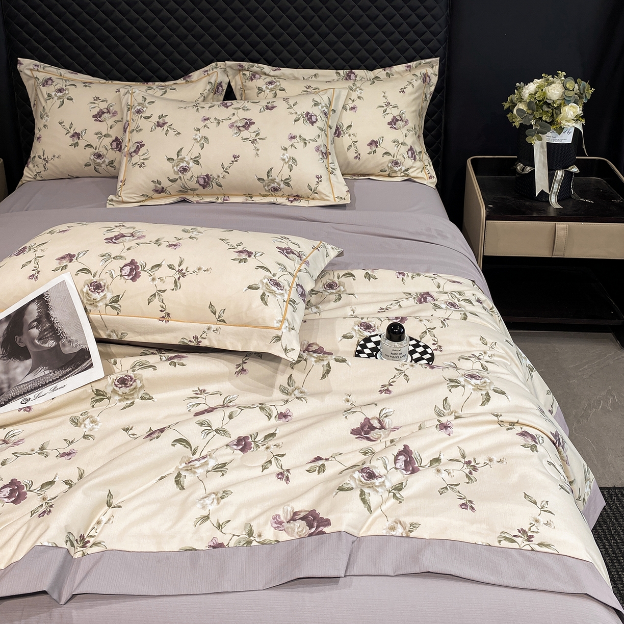 91家纺网 家纺一手货源 找家纺 佳品居 2026新款凉感天丝棉印花系列水洗真丝夏被四件套 安妮