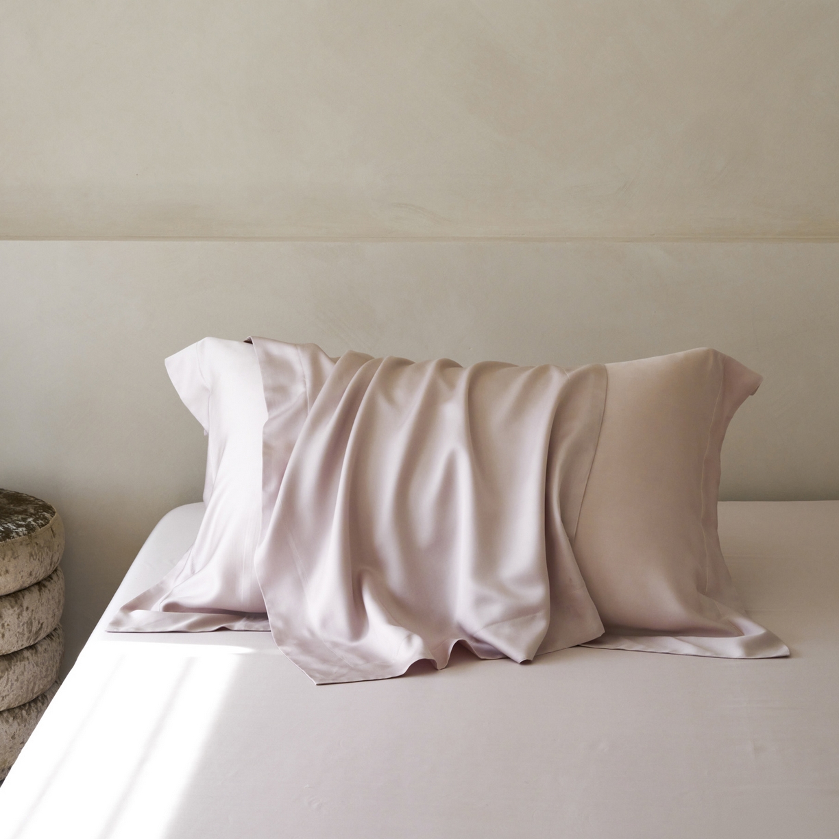 简纯主义 2026新款100S超细旦进口兰精天丝单枕套枕套单件 柔霜粉