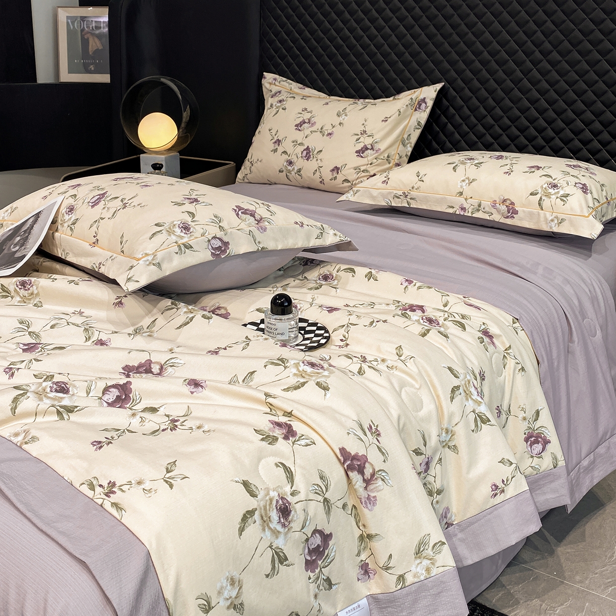 91家纺网 家纺一手货源 找家纺 佳品居 2026新款凉感天丝棉印花系列水洗真丝夏被四件套 安妮