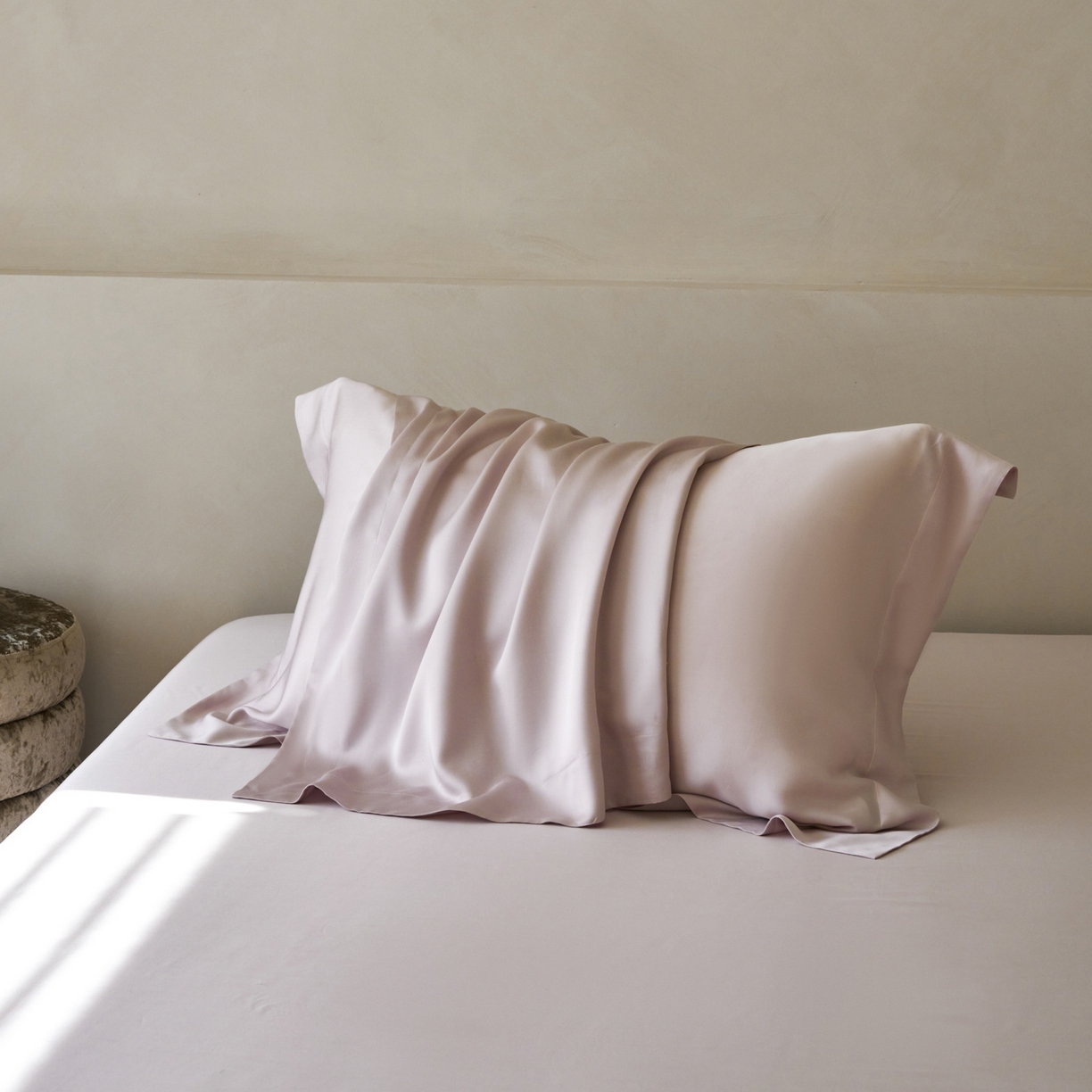 91家纺网 家纺一手货源 找家纺 简纯主义 2026新款100S超细旦进口兰精天丝单枕套枕套单件 柔霜粉