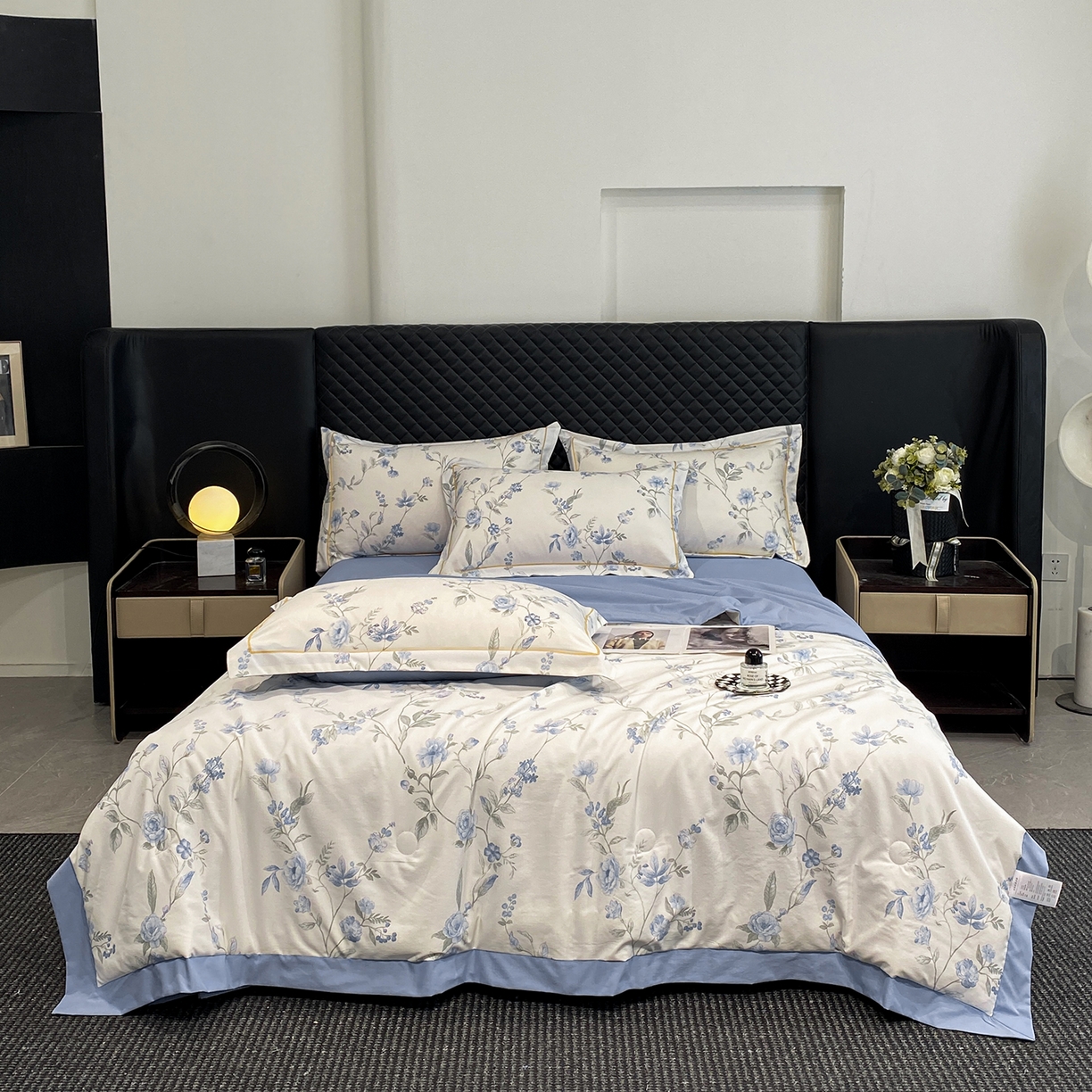 91家纺网 家纺一手货源 找家纺 佳品居 2026新款凉感天丝棉印花系列水洗真丝夏被四件套 春溪兰