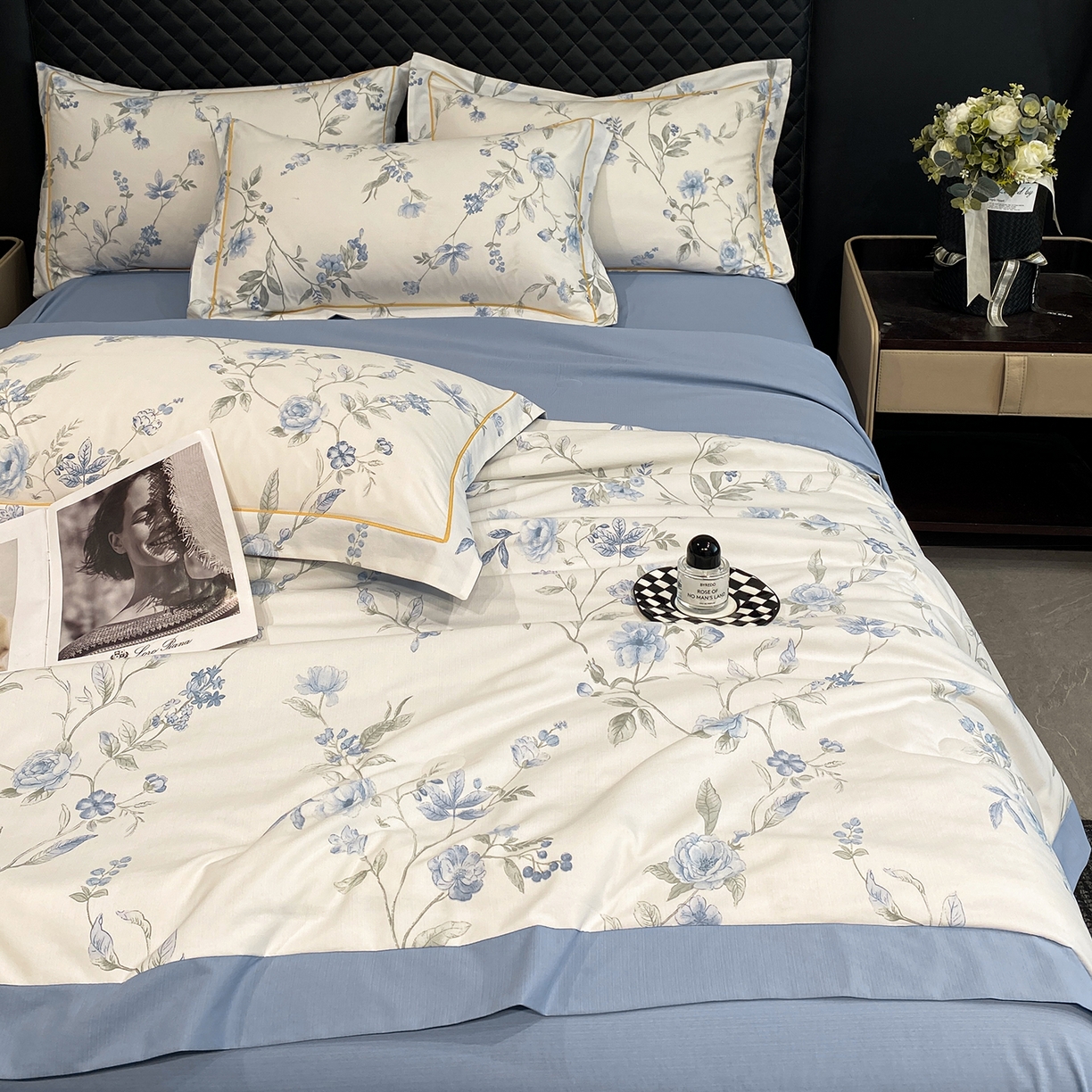 91家纺网 家纺一手货源 找家纺 佳品居 2026新款凉感天丝棉印花系列水洗真丝夏被四件套 春溪兰