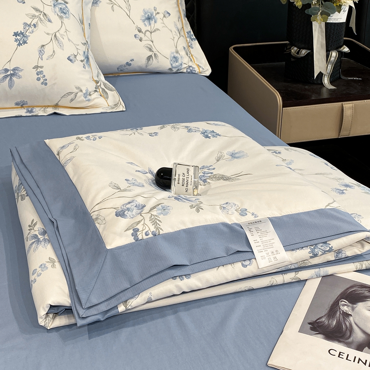 91家纺网 家纺一手货源 找家纺 佳品居 2026新款凉感天丝棉印花系列水洗真丝夏被四件套 春溪兰