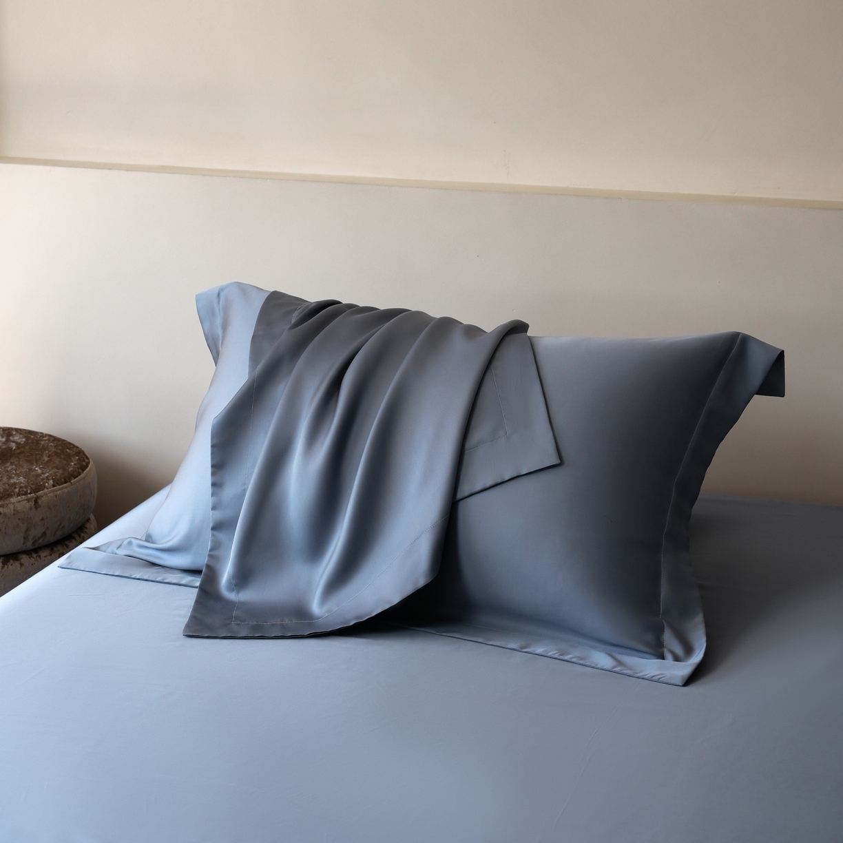 91家纺网 家纺一手货源 找家纺 简纯主义 2026新款100S超细旦进口兰精天丝单枕套枕套单件 太妃灰