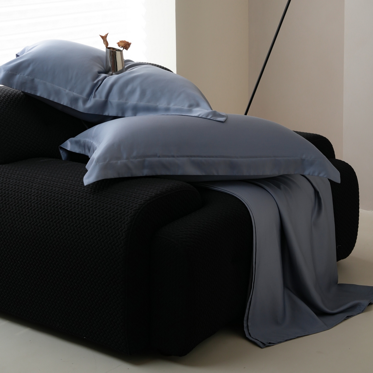 91家纺网 家纺一手货源 找家纺 简纯主义 2026新款100S超细旦进口兰精天丝单枕套枕套单件 太妃灰