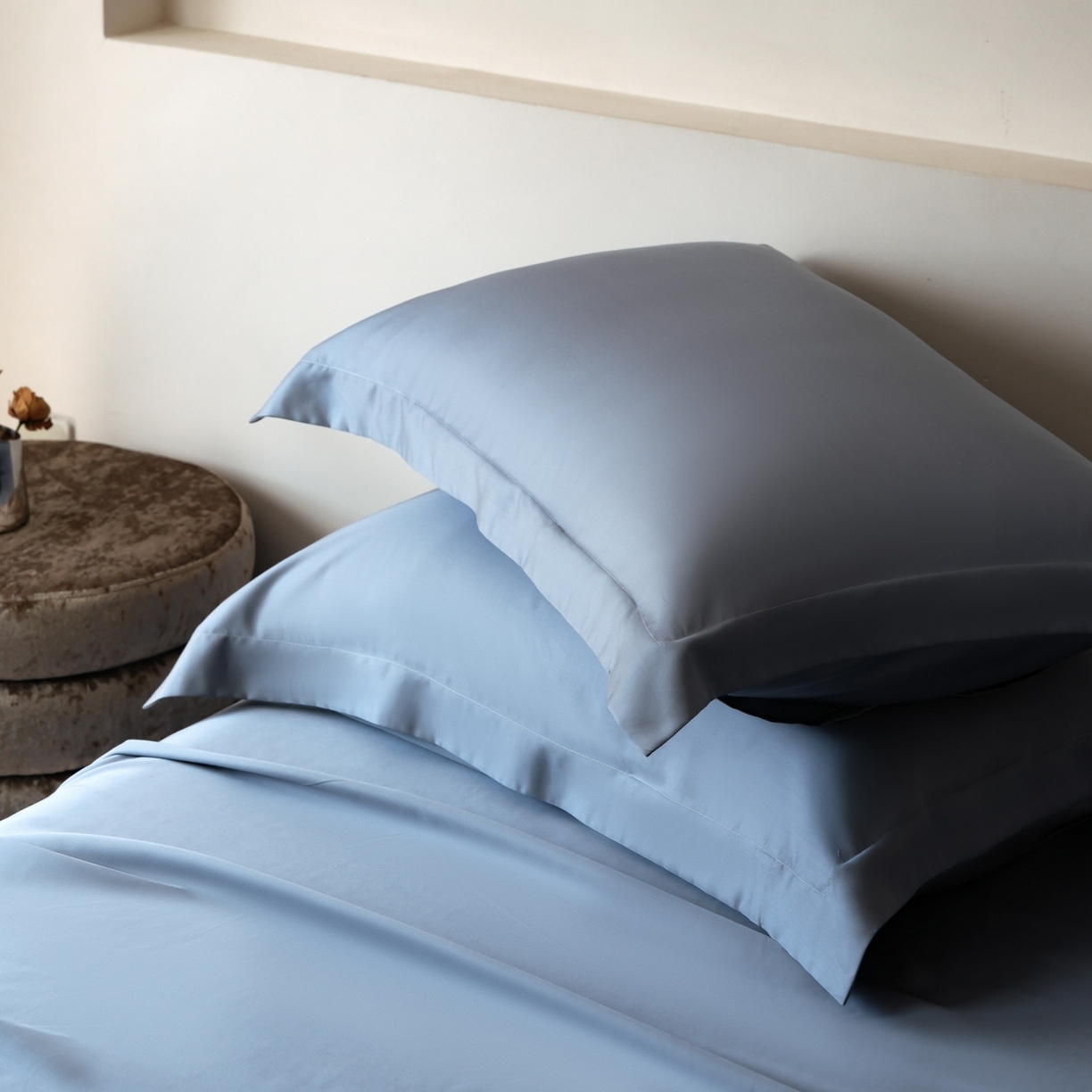 91家纺网 家纺一手货源 找家纺 简纯主义 2026新款100S超细旦进口兰精天丝单枕套枕套单件 太妃灰