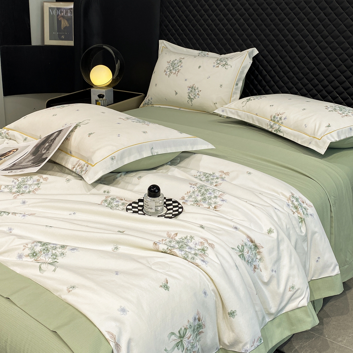 91家纺网 家纺一手货源 找家纺 佳品居 2026新款凉感天丝棉印花系列水洗真丝夏被四件套 花束