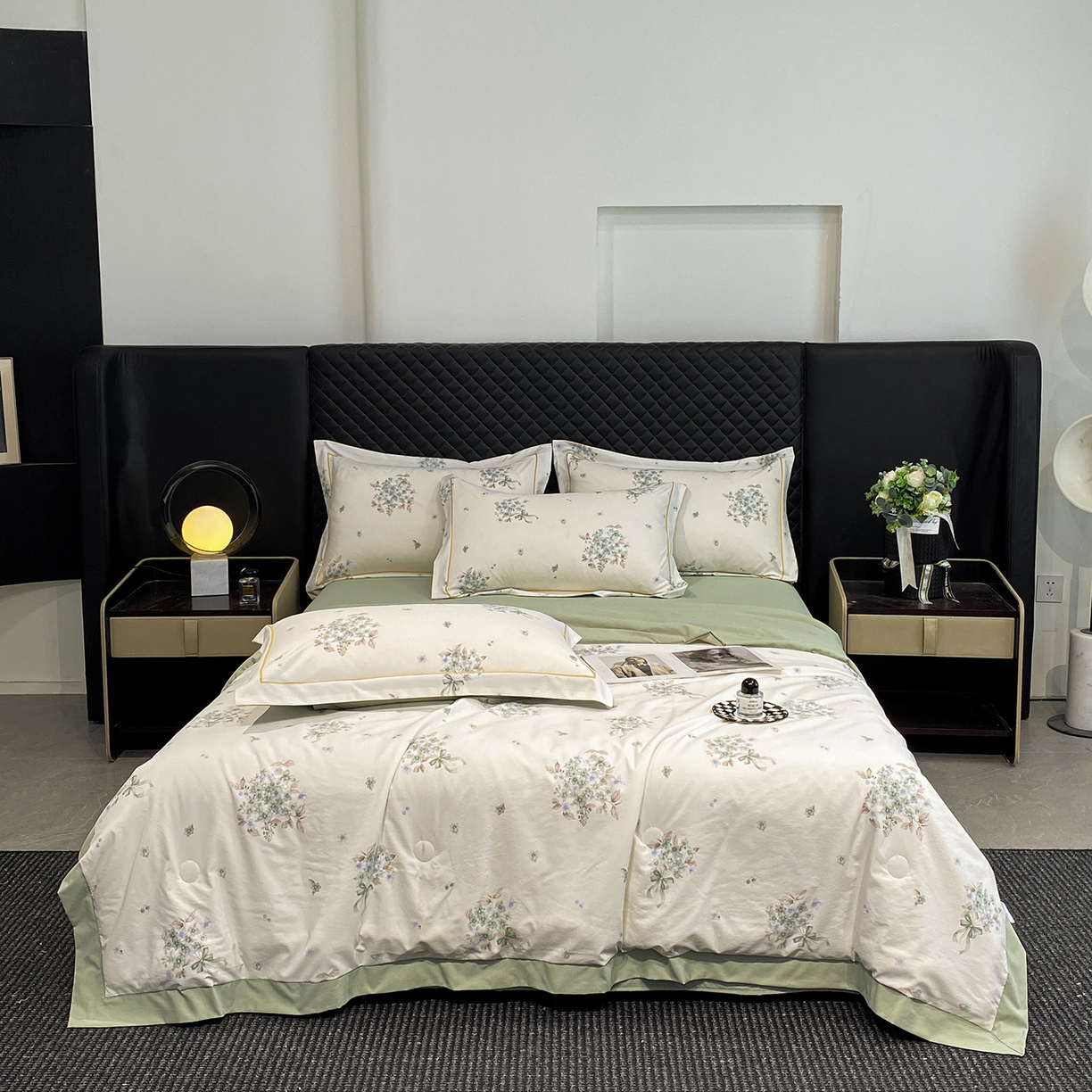 91家纺网 家纺一手货源 找家纺 佳品居 2026新款凉感天丝棉印花系列水洗真丝夏被四件套 花束