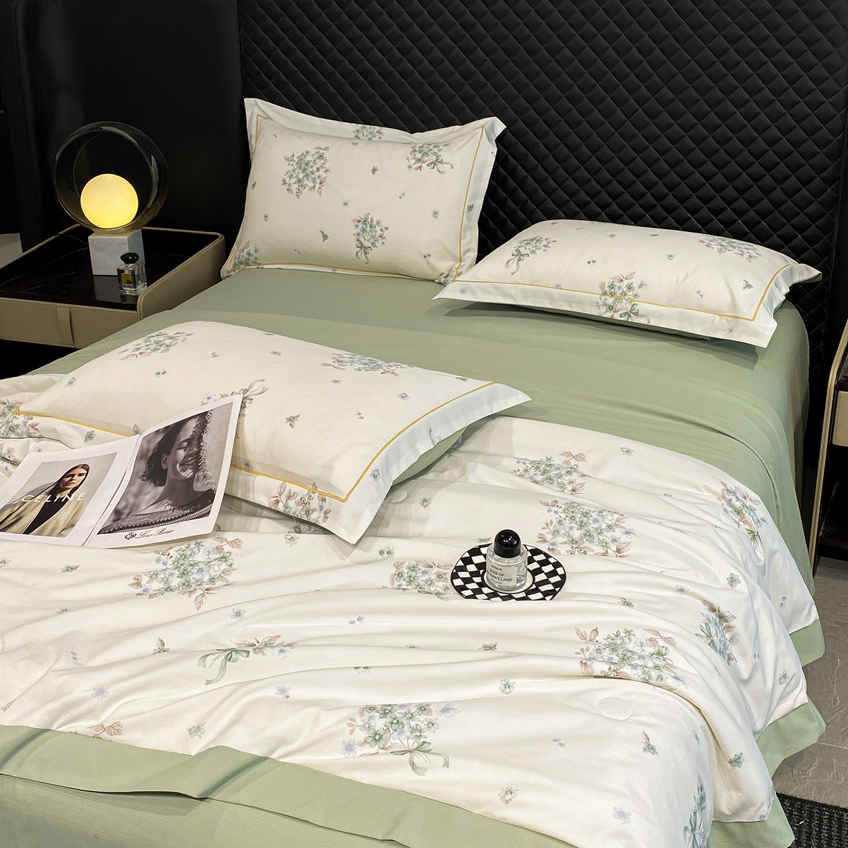 91家纺网 家纺一手货源 找家纺 佳品居 2026新款凉感天丝棉印花系列水洗真丝夏被四件套 花束