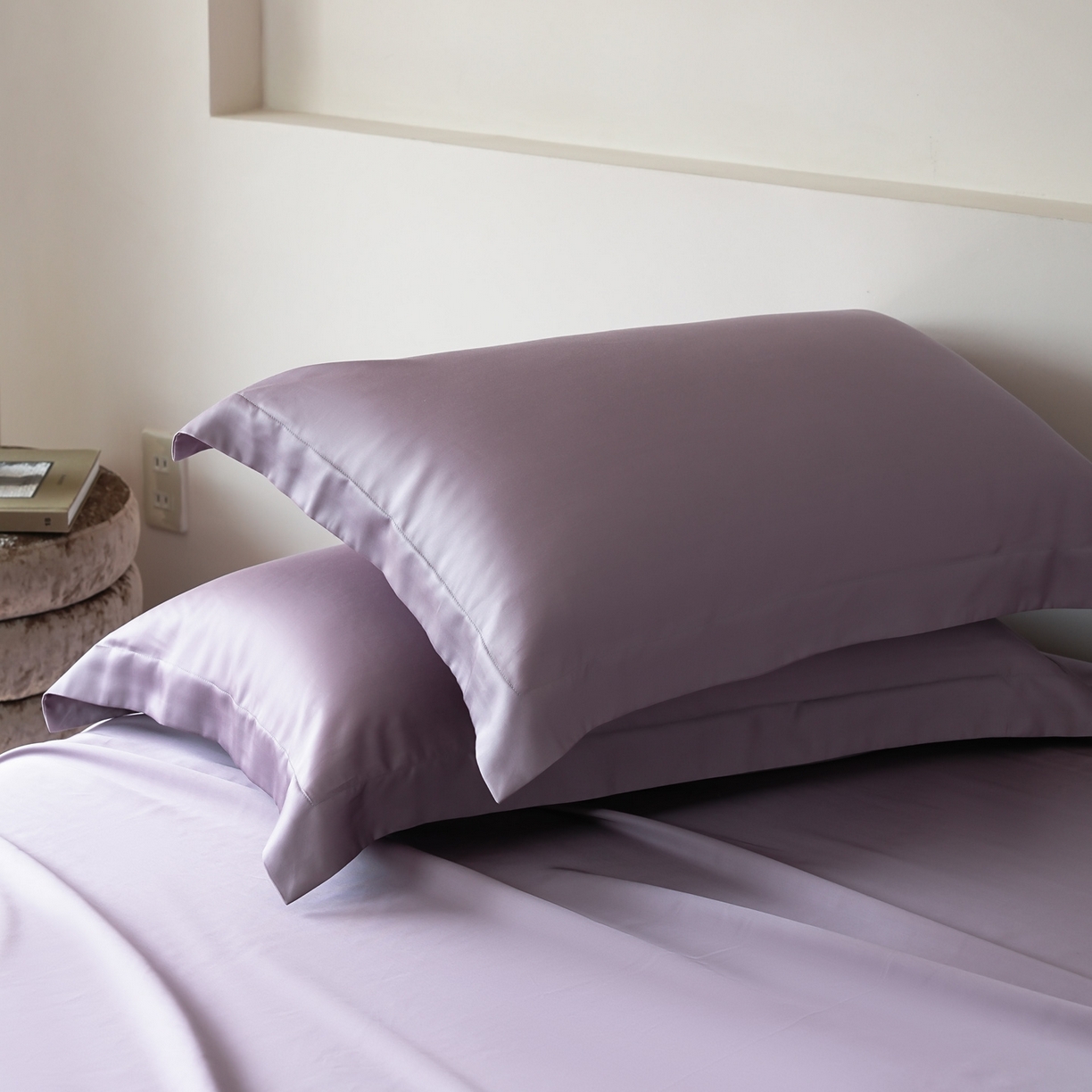 91家纺网 家纺一手货源 找家纺 简纯主义 2026新款100S超细旦进口兰精天丝单枕套枕套单件 雾灰紫