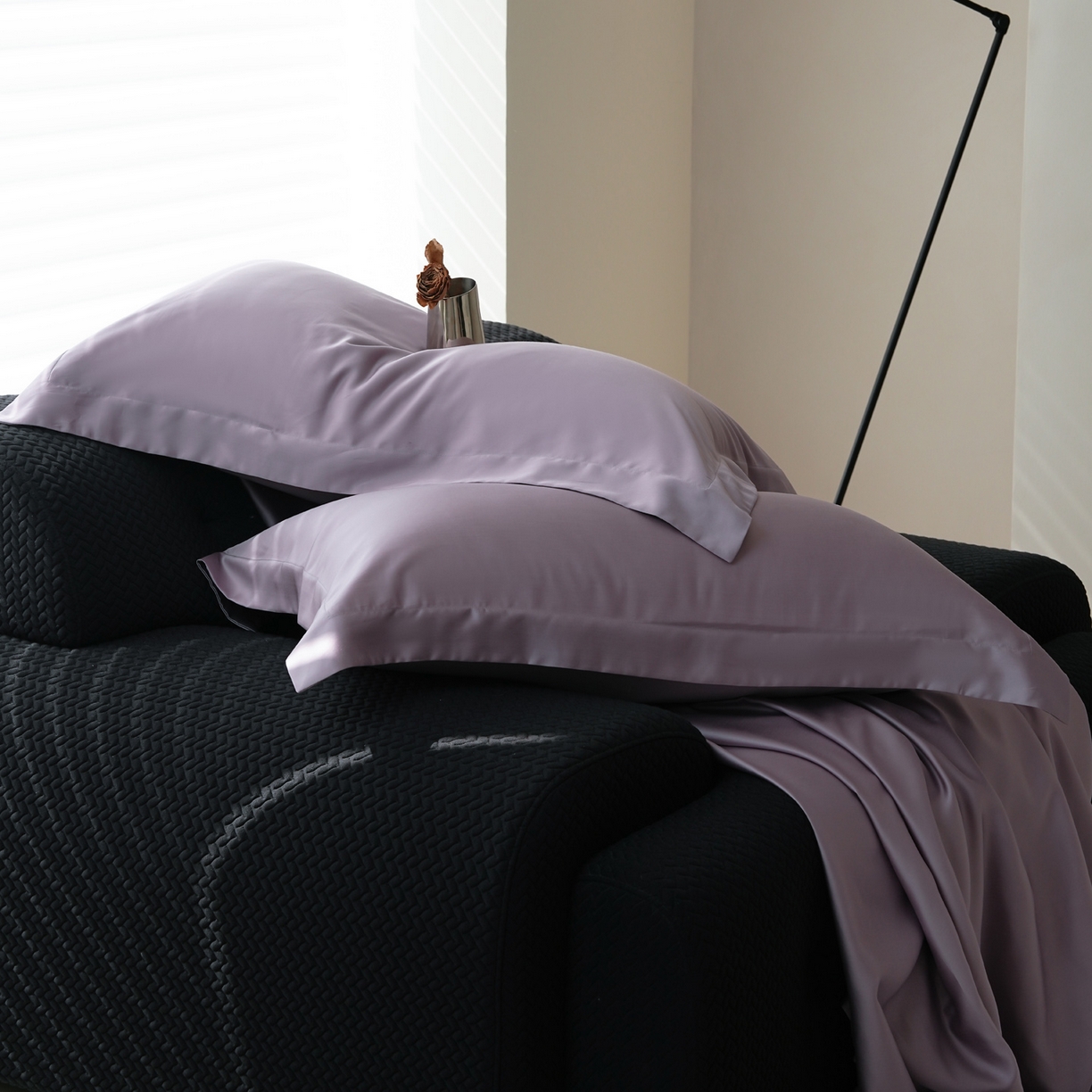 91家纺网 家纺一手货源 找家纺 简纯主义 2026新款100S超细旦进口兰精天丝单枕套枕套单件 雾灰紫