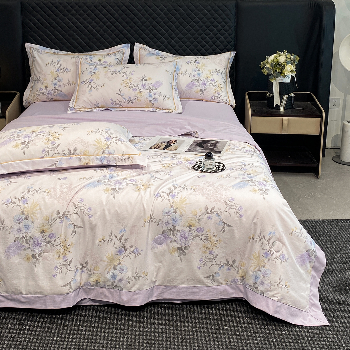 91家纺网 家纺一手货源 找家纺 佳品居 2026新款凉感天丝棉印花系列水洗真丝夏被四件套 华尔兹